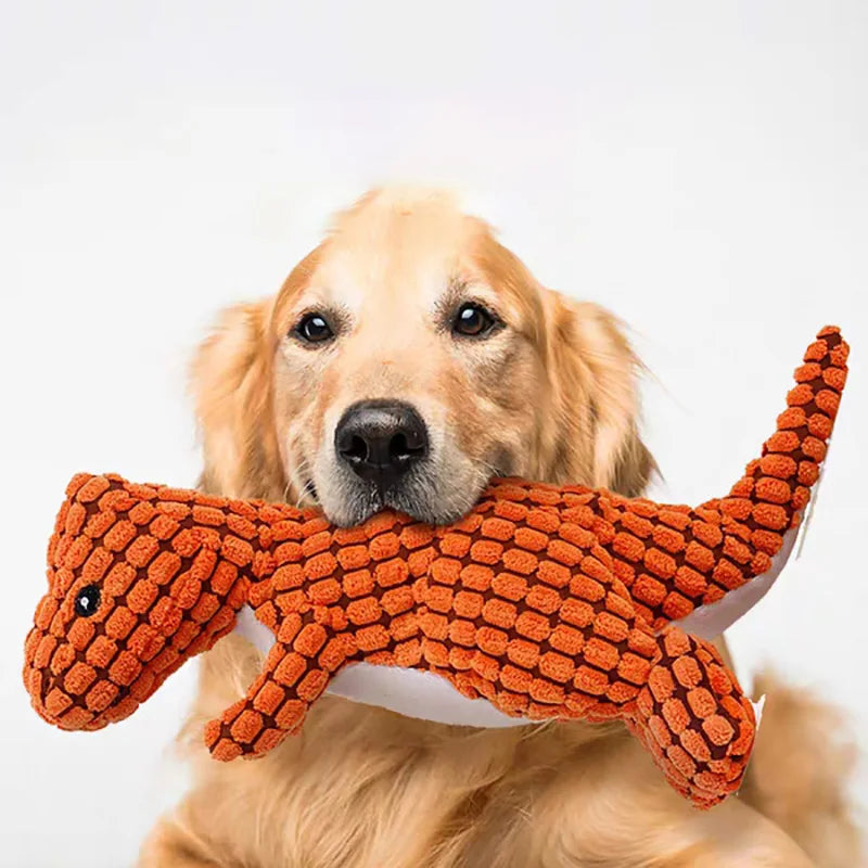 Plush Dinosaur Dog Toy with Squeaker