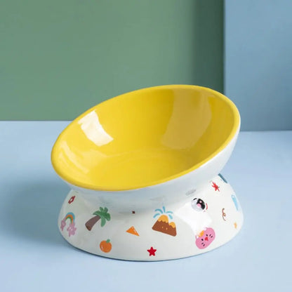 Elevated Ceramic Pet Bowl with Flat or Slanted Mouth