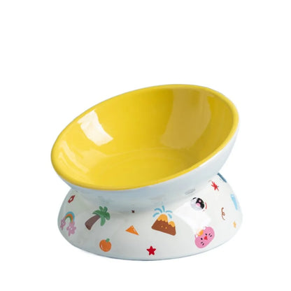 Elevated Ceramic Pet Bowl with Flat or Slanted Mouth