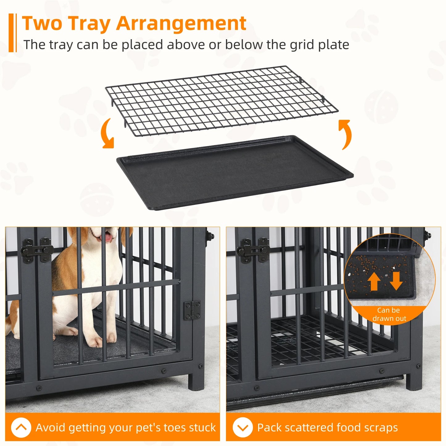 Furniture-Style Dog Crate with Removable Tray