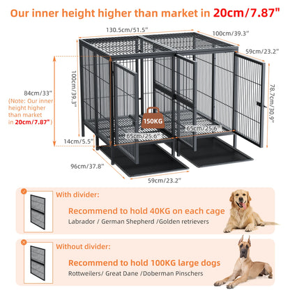 Heavy-Duty Metal Dog Crate with Removable Tray