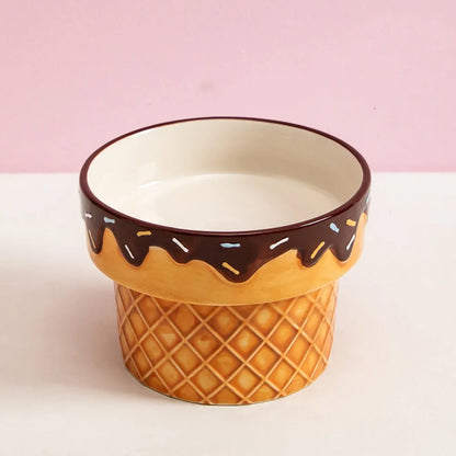 Elevated Ceramic Cat Bowl with Wide Opening
