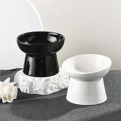 Slanted Elevated Ceramic Cat Bowl