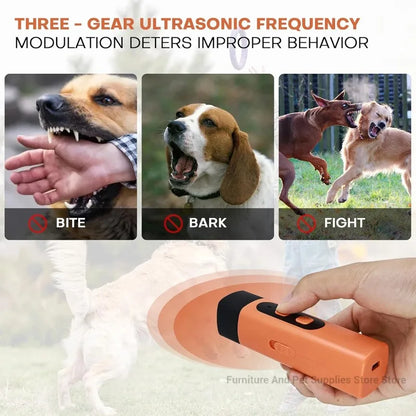 Rechargeable Ultrasonic Dog Repeller with LED Light