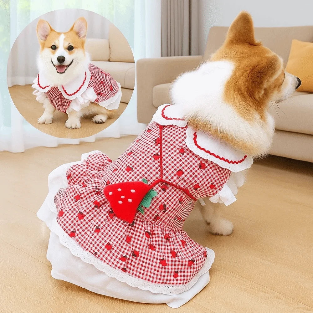 Strawberry Pet Dress for Dogs and Cats