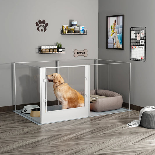 Heavy-Duty Acrylic Dog Playpen with Waterproof Mat