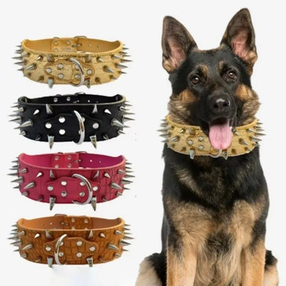 Spiked Dog Collar with Adjustable PU Leather Strap