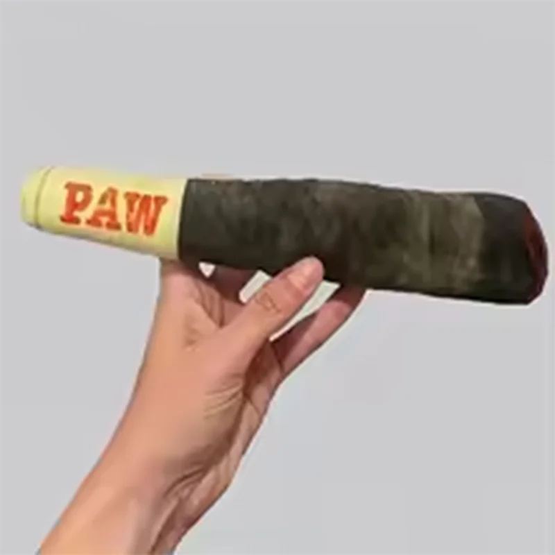 Plush Squeaky Dog Toy in Cigar Design