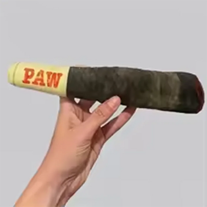 Plush Squeaky Dog Toy in Cigar Design