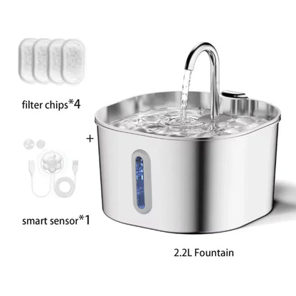 2.2L Stainless Steel Pet Water Fountain with Filter