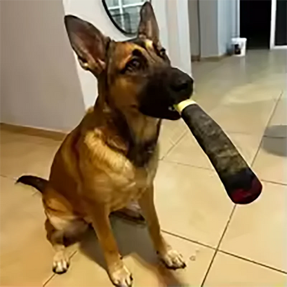 Plush Squeaky Dog Toy in Cigar Design