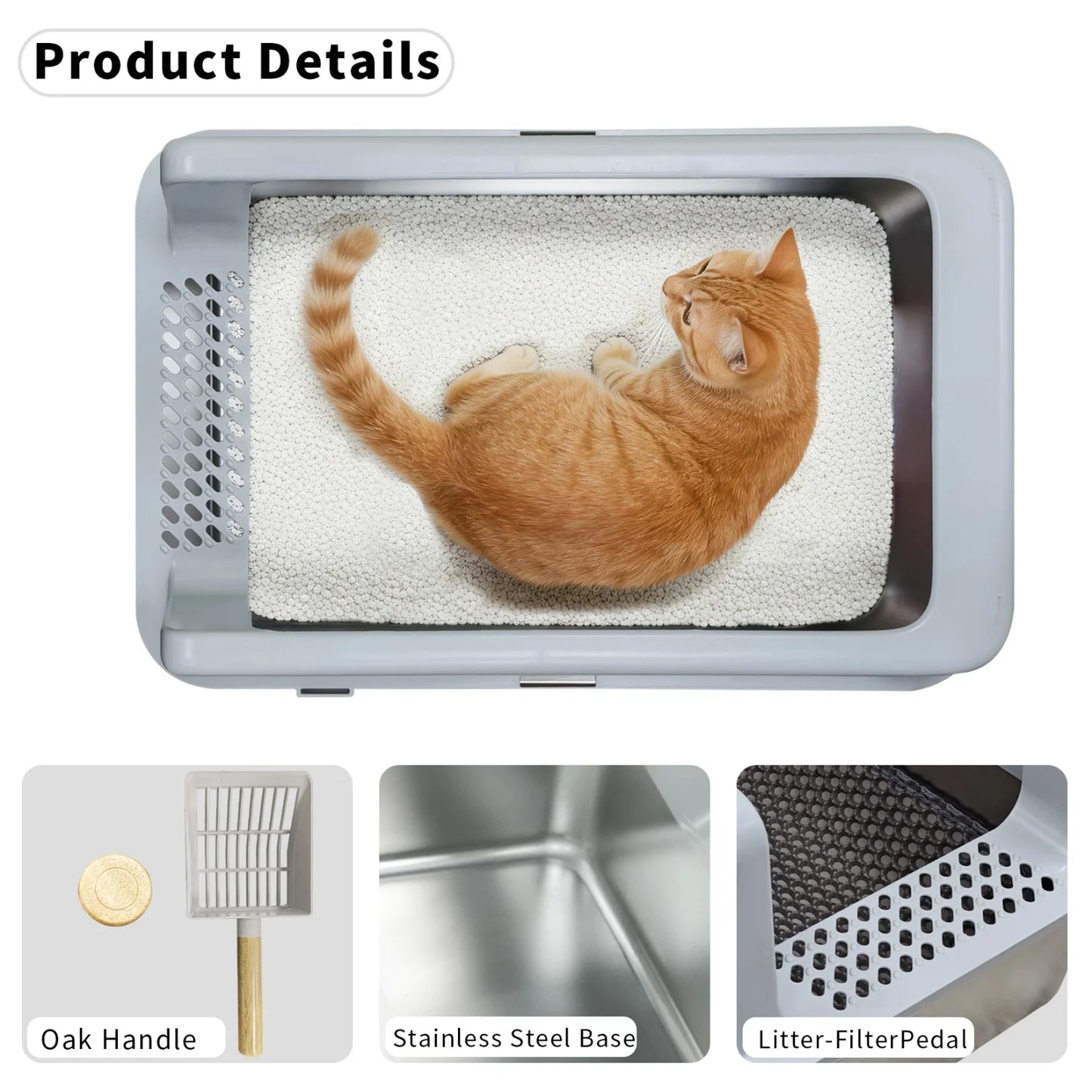 Stainless Steel Cat Litter Box with High Sides