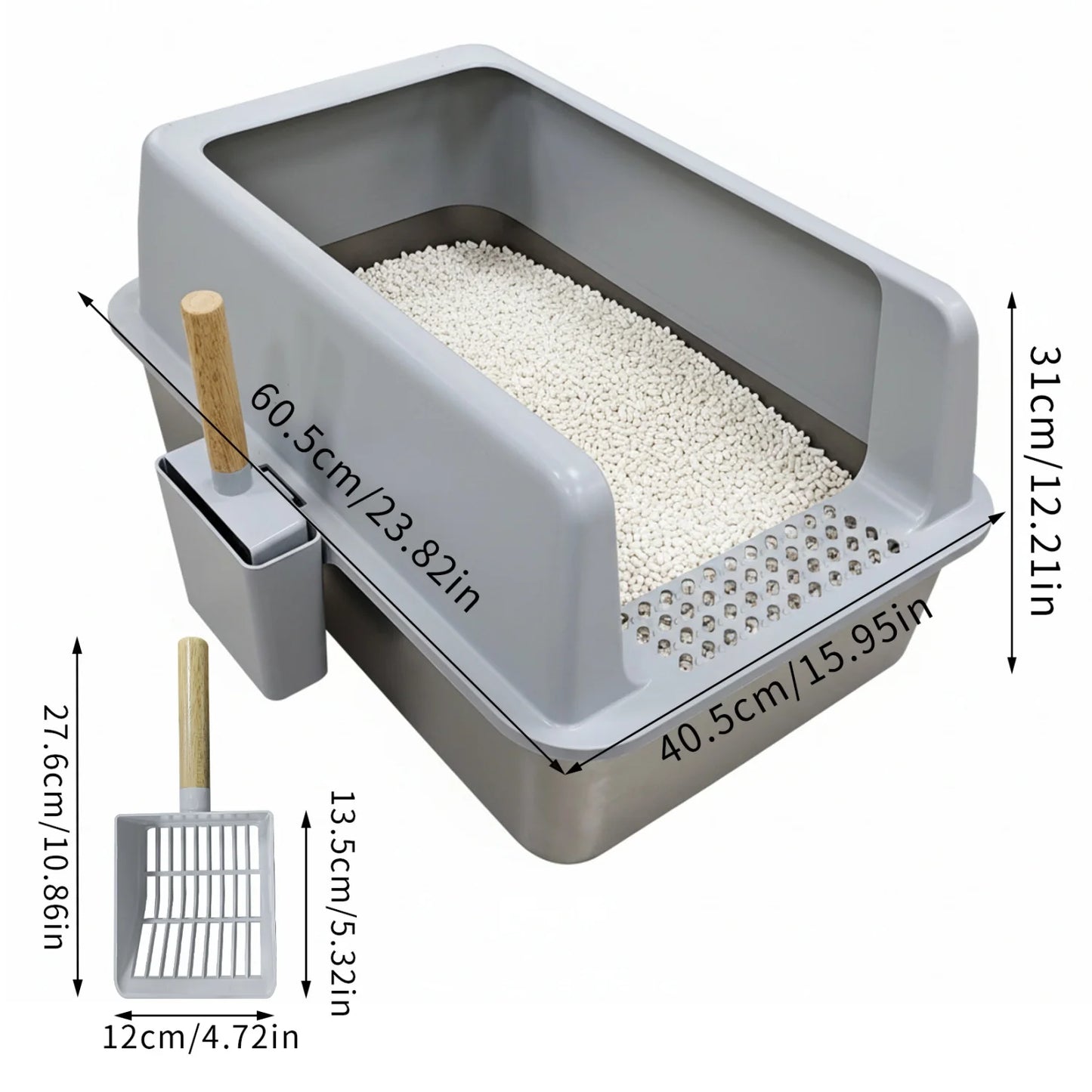 Stainless Steel Cat Litter Box with High Sides