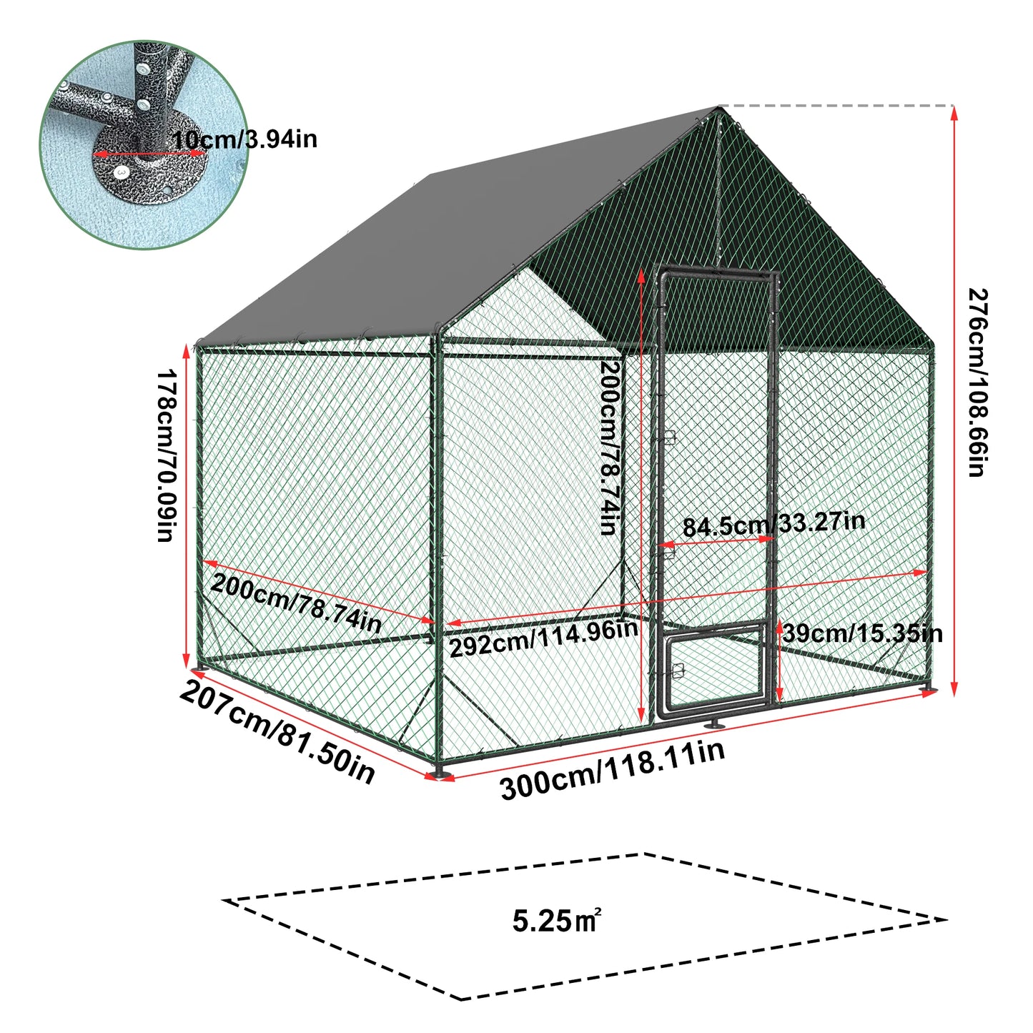 Walk-In Metal Chicken Coop with Cover and Netting