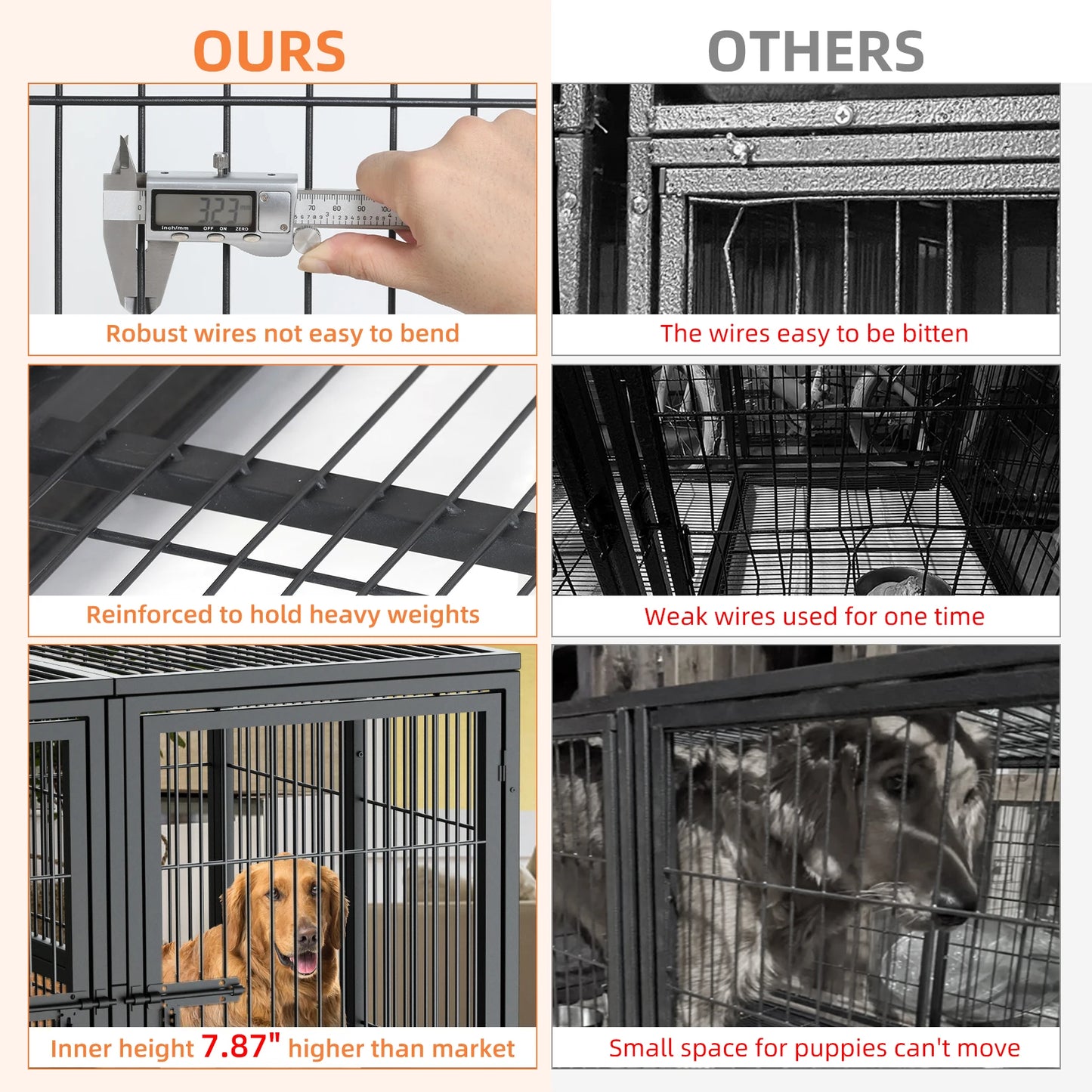 Heavy-Duty Metal Dog Crate with Removable Tray