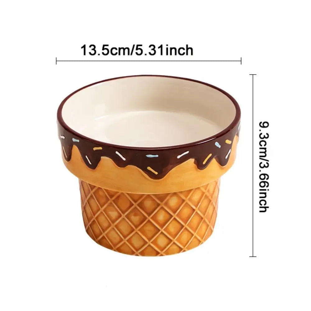 Elevated Ceramic Cat Bowl with Wide Opening