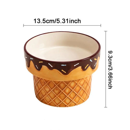 Elevated Ceramic Cat Bowl with Wide Opening