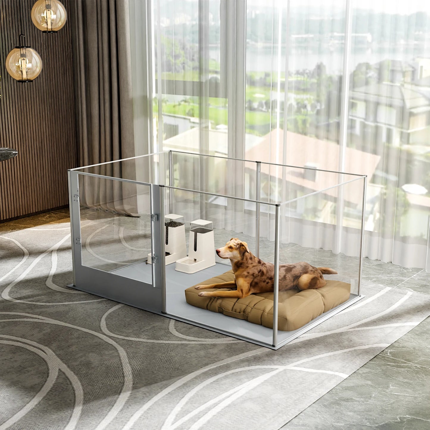 Heavy-Duty Acrylic Dog Playpen with Waterproof Mat