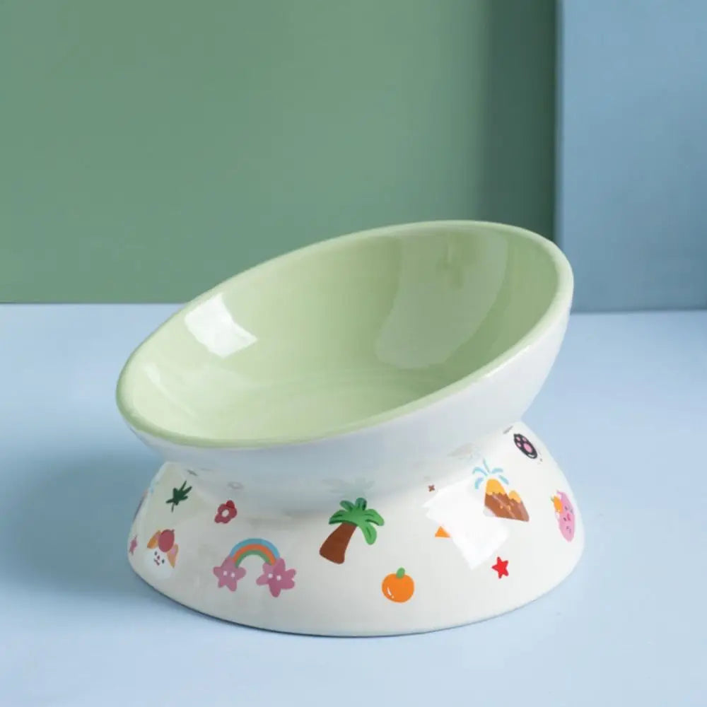 Elevated Ceramic Pet Bowl with Flat or Slanted Mouth