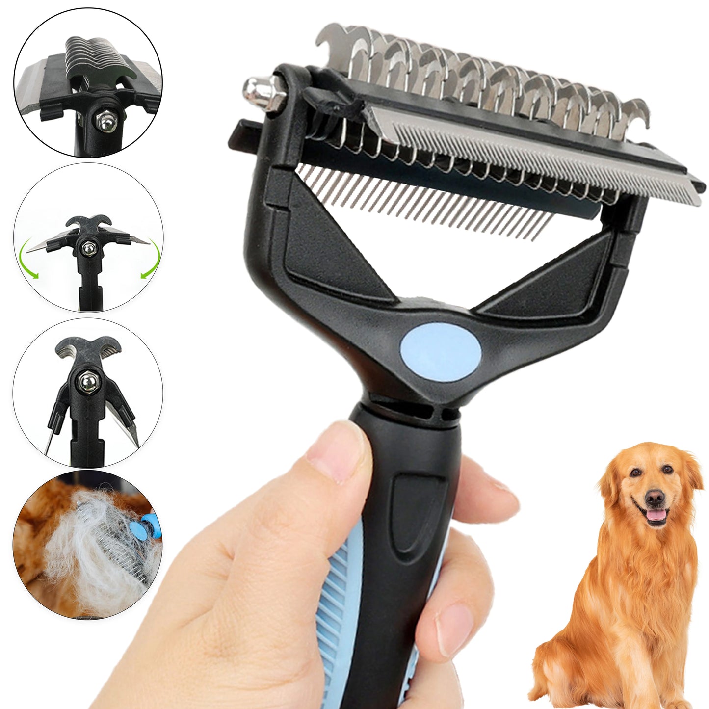 3-in-1 Pet Deshedding Brush for Dogs and Cats