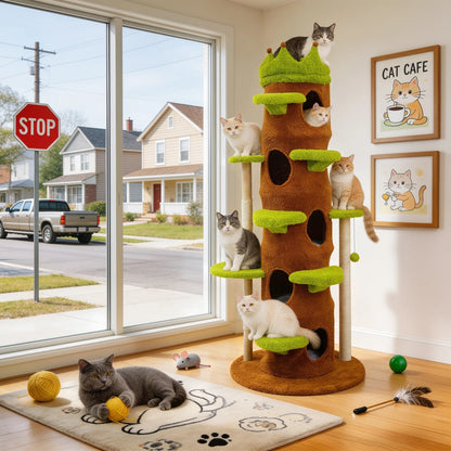 187cm Cat Tree Tower with Condo, Stairs and Perch