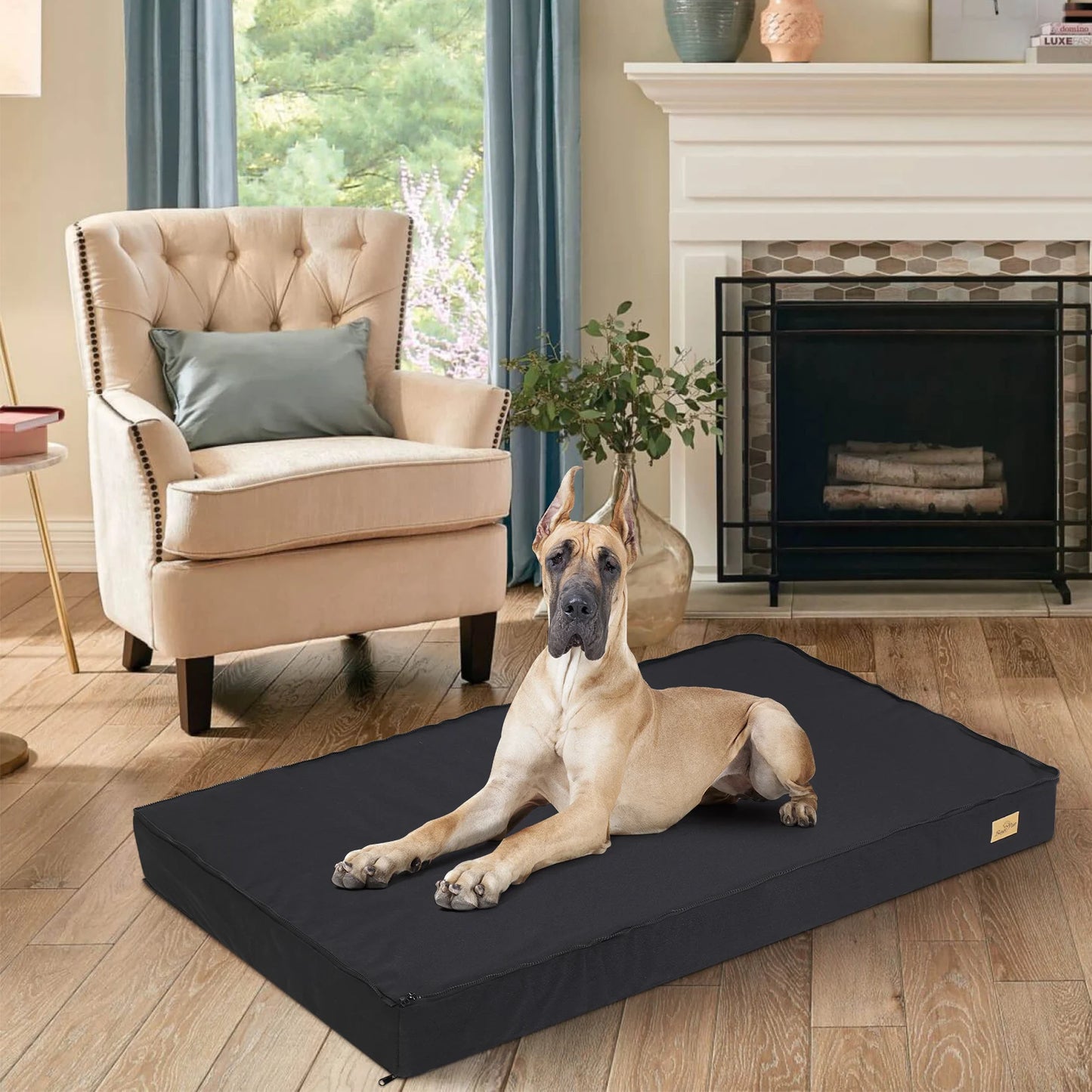 Orthopedic Memory Foam Crate Dog Bed with Waterproof Cover