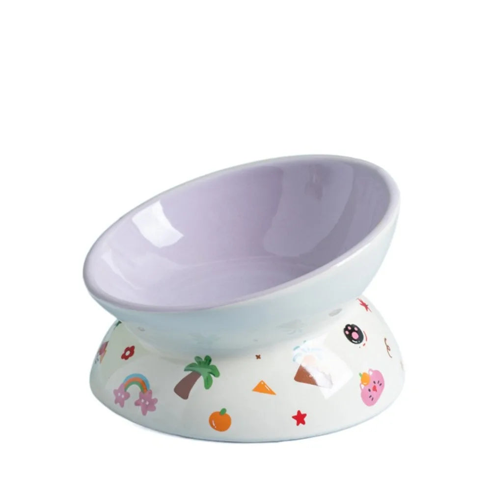 Elevated Ceramic Pet Bowl with Flat or Slanted Mouth