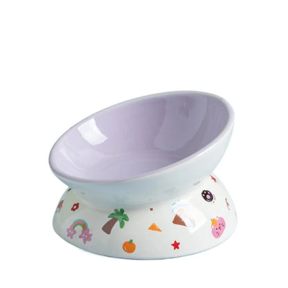 Elevated Ceramic Pet Bowl with Flat or Slanted Mouth