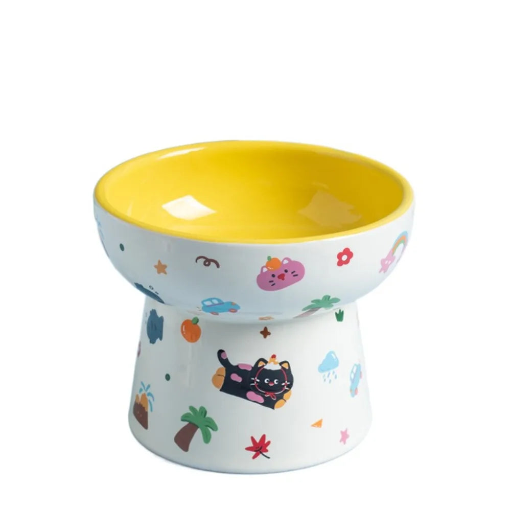 Elevated Ceramic Pet Bowl with Flat or Slanted Mouth