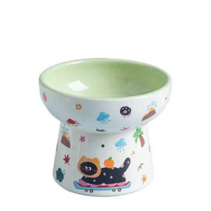 Elevated Ceramic Pet Bowl with Flat or Slanted Mouth