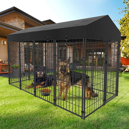 Outdoor Dog Kennel and Playpen with Roof
