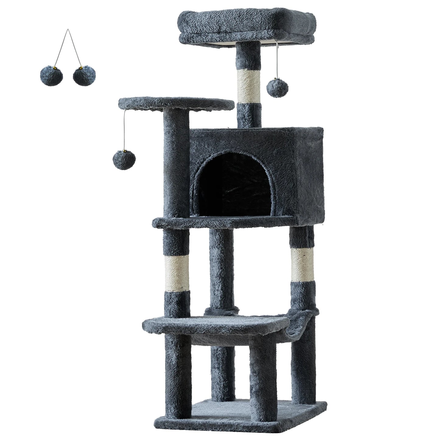 JHK 44-Inch Multi-Level Cat Tree with Condo & Hammock