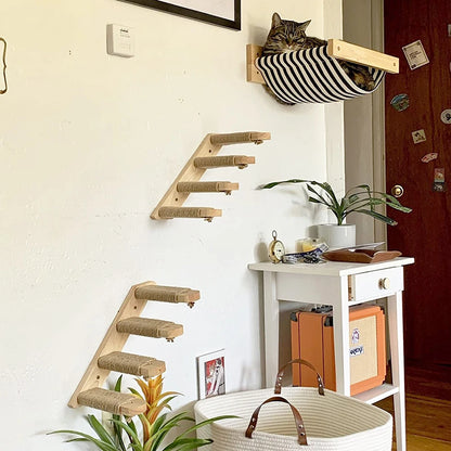 PETRAVEL Wall-Mounted Cat Climbing Shelf with Sisal Steps