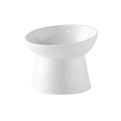 Slanted Elevated Ceramic Cat Bowl