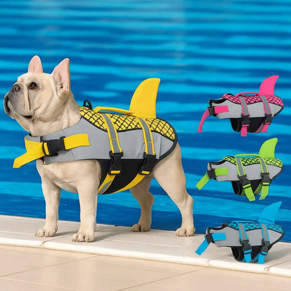 Reflective Shark Dog Life Jacket with Rescue Handle