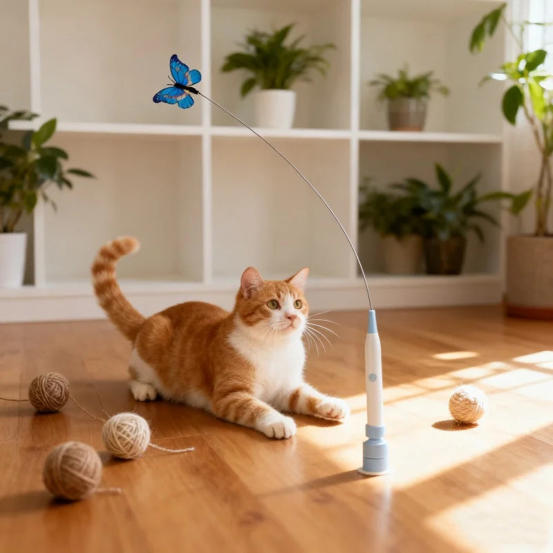 Suction Cup Butterfly Cat Toy for Indoor Play
