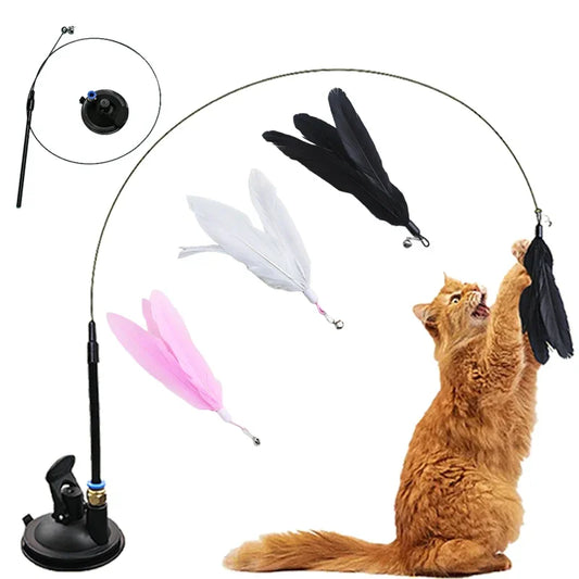 Interactive Cat Wand Toy with Suction Cup Base