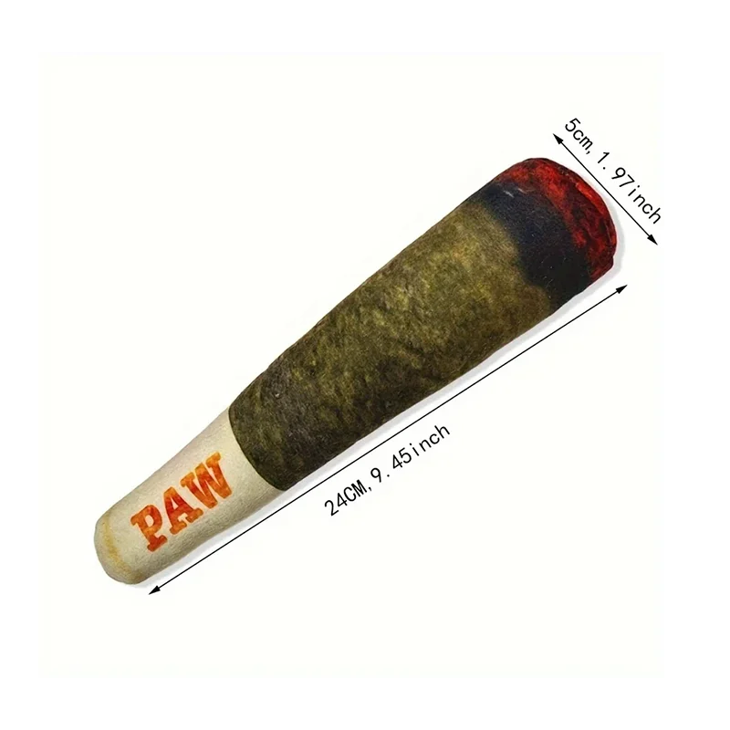 Plush Squeaky Dog Toy in Cigar Design