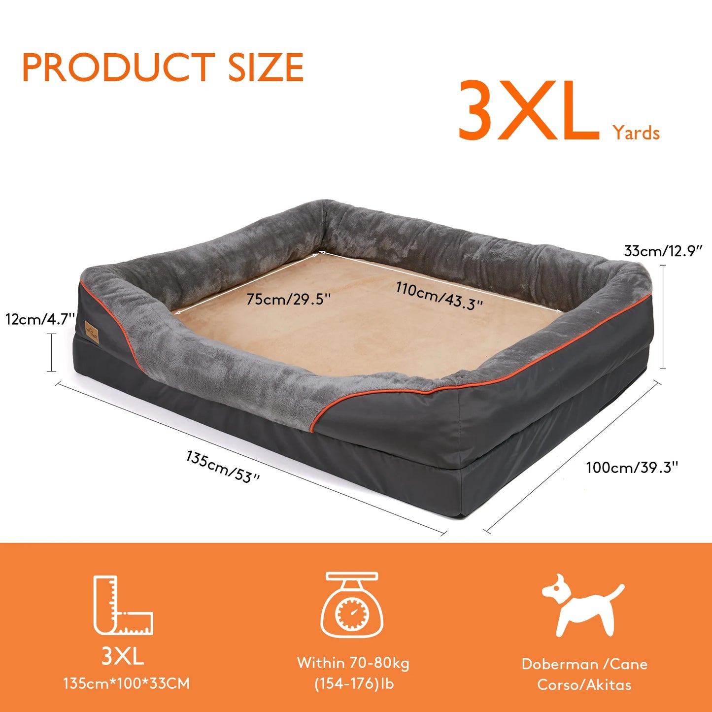 Elevated Dog Bed with Waterproof Cover for Large Dogs