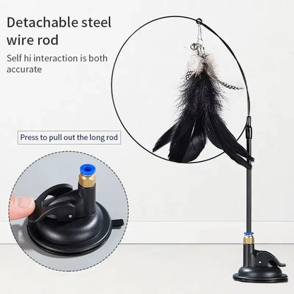 Interactive Cat Wand Toy with Suction Cup Base