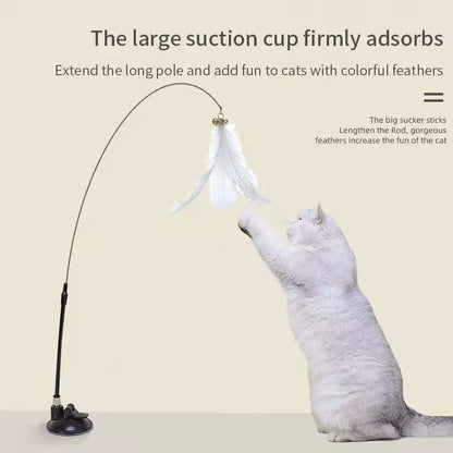 Interactive Cat Wand Toy with Suction Cup Base