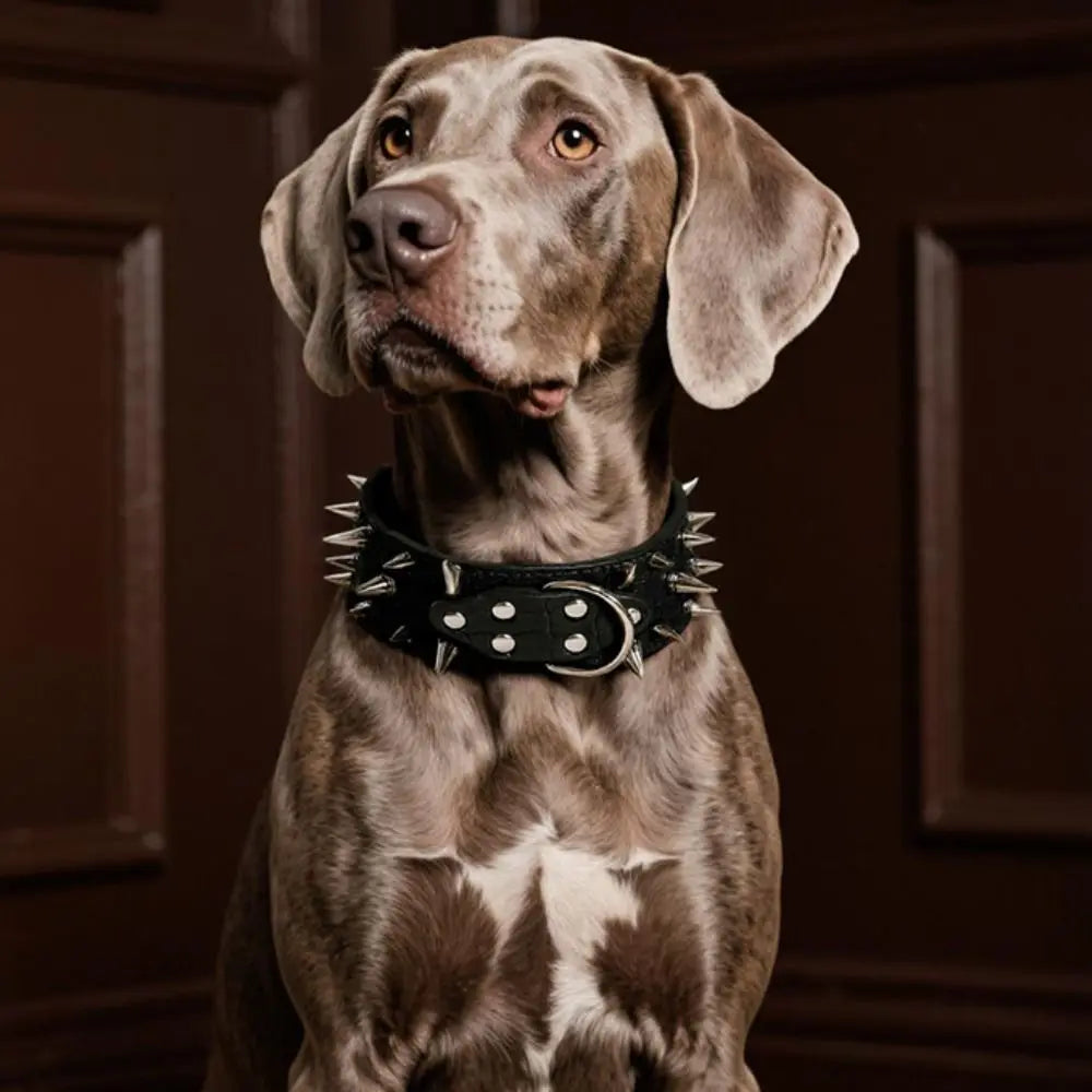 Spiked Dog Collar with Adjustable PU Leather Strap