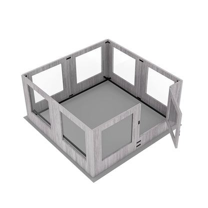 Tempered Glass Dog Playpen with Waterproof Mat