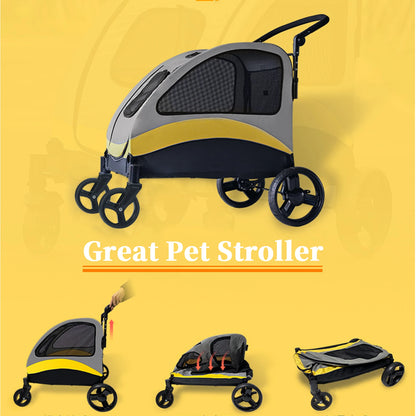 Foldable 4-Wheel Pet Stroller for Large Dogs & Cats