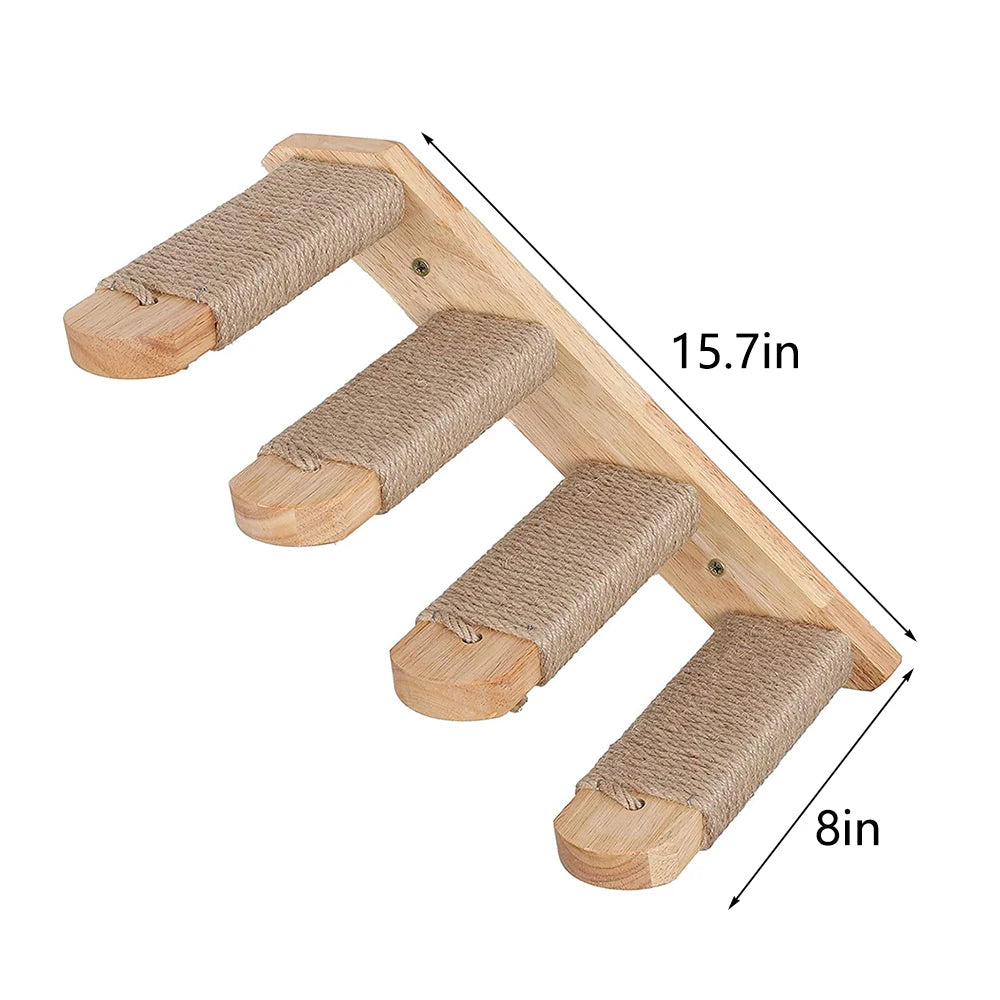 PETRAVEL Wall-Mounted Cat Climbing Shelf with Sisal Steps