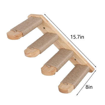 PETRAVEL Wall-Mounted Cat Climbing Shelf with Sisal Steps