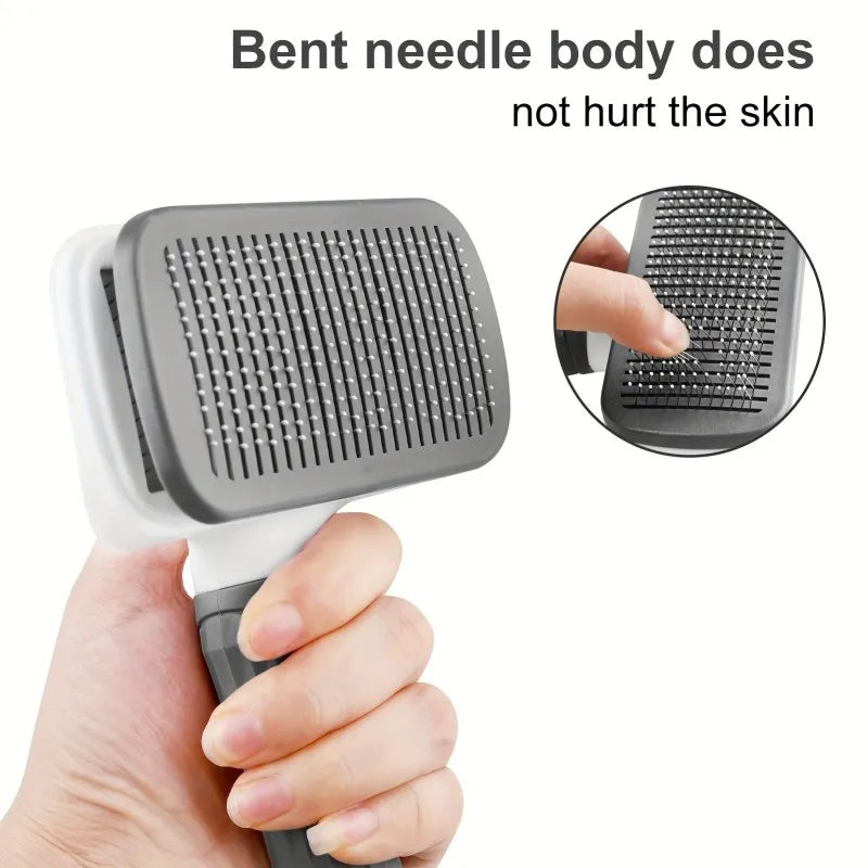 Self-Cleaning Pet Grooming Brush with One-Click Release