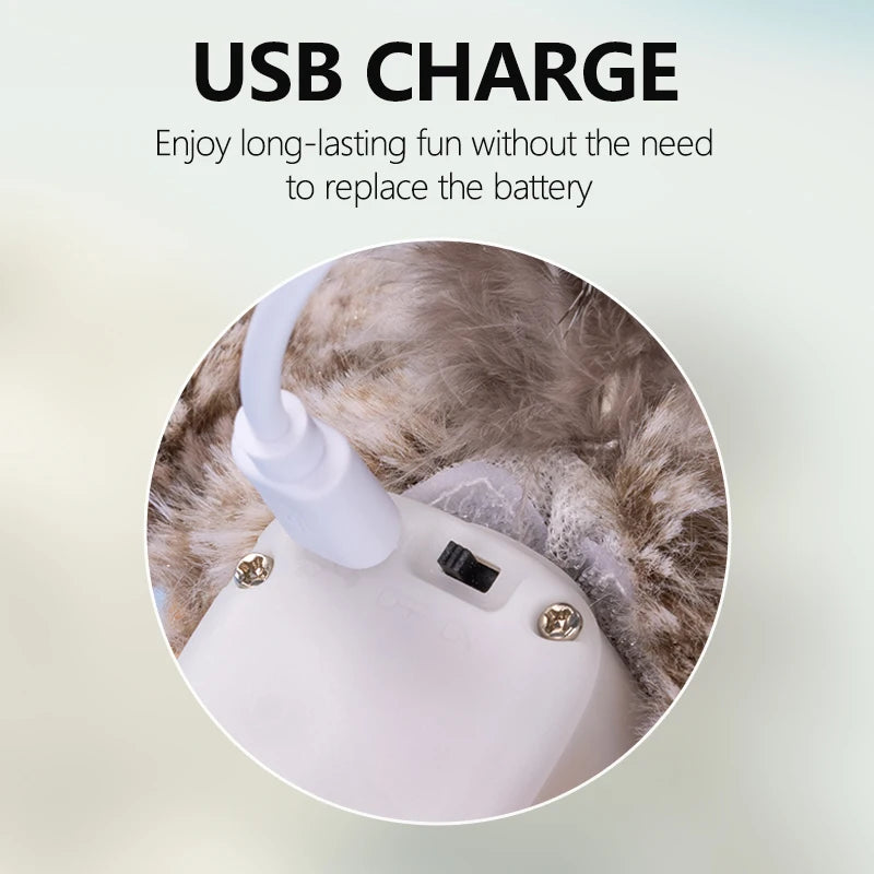 Touch-Activated Chirping Bird Cat Toy with Catnip