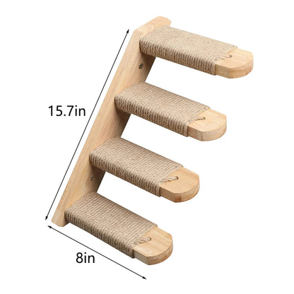 PETRAVEL Wall-Mounted Cat Climbing Shelf with Sisal Steps