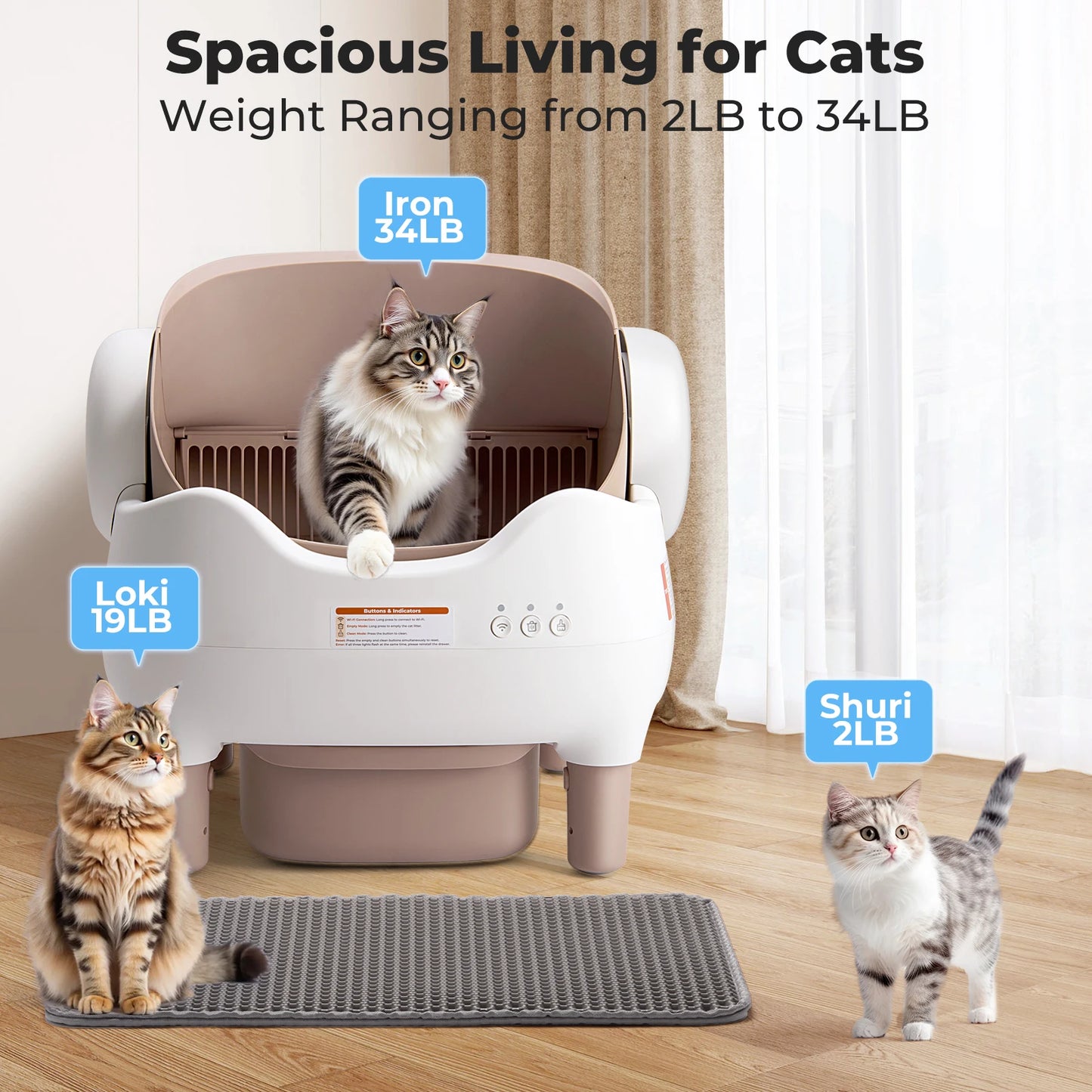 Lunapurr Smart Self-Cleaning Cat Litter Box with App Control